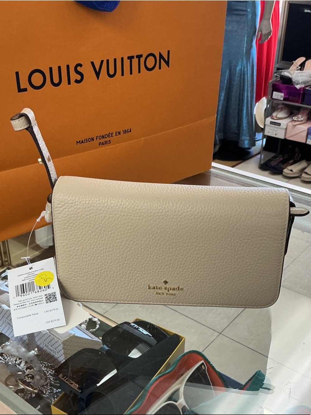 kate spade Beige Pebbled Leather Crossbody